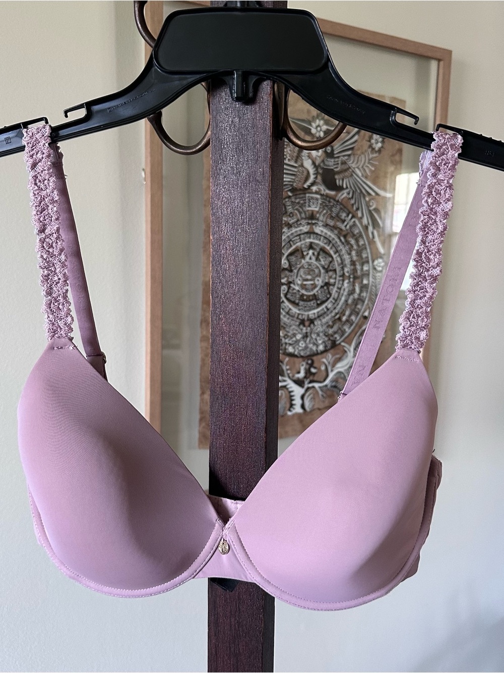 Natori Pure Luxe Tee Shirt Bra Dusty Rose Lace-Trim